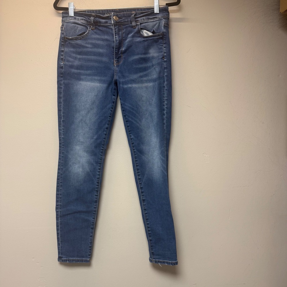 American Eagle Hi-Rise Jegging Women 10 Short Blue Excellent Super Stretch X